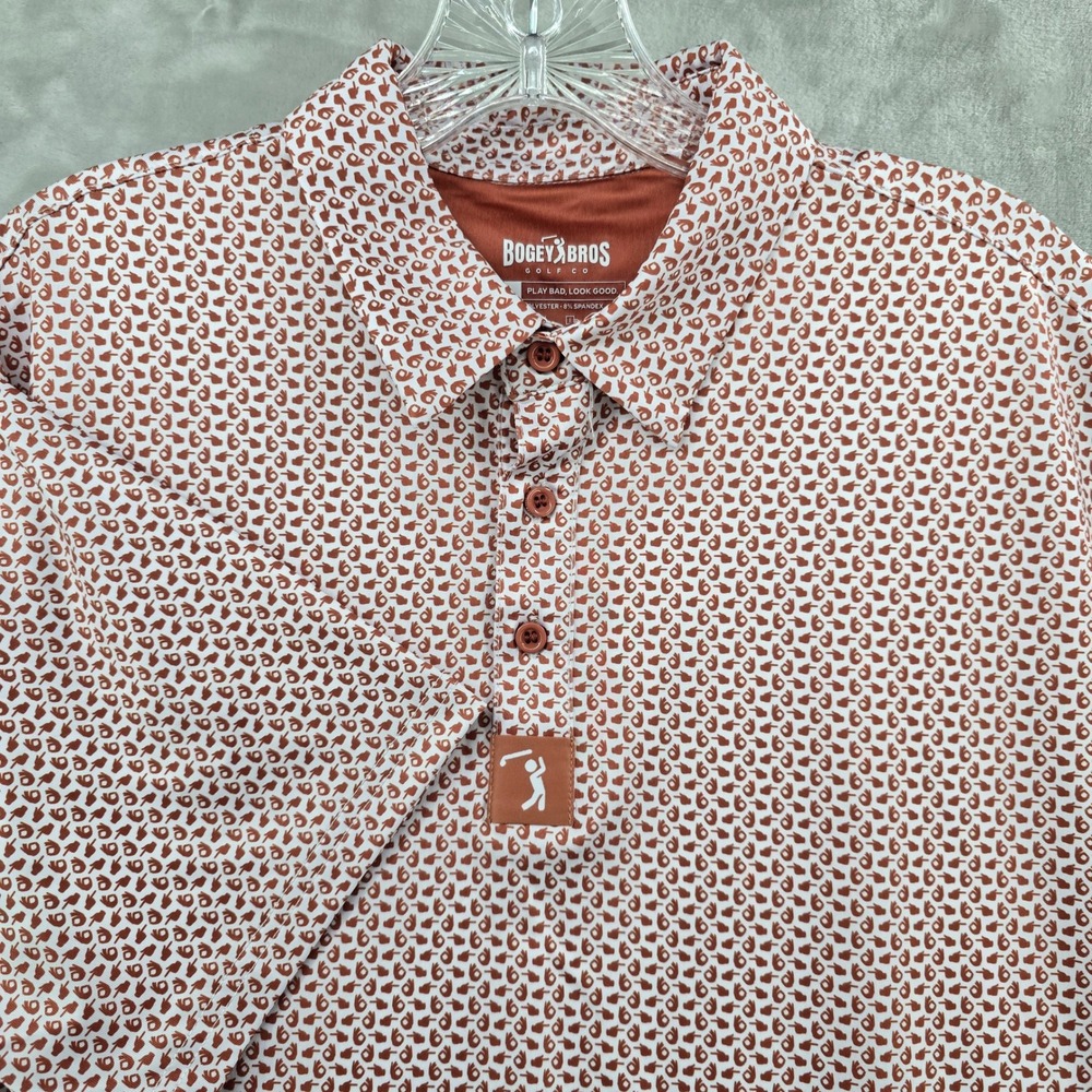 Bogey Bros Golf Co Polo Mens Medium get in the hole orange Print Shirt